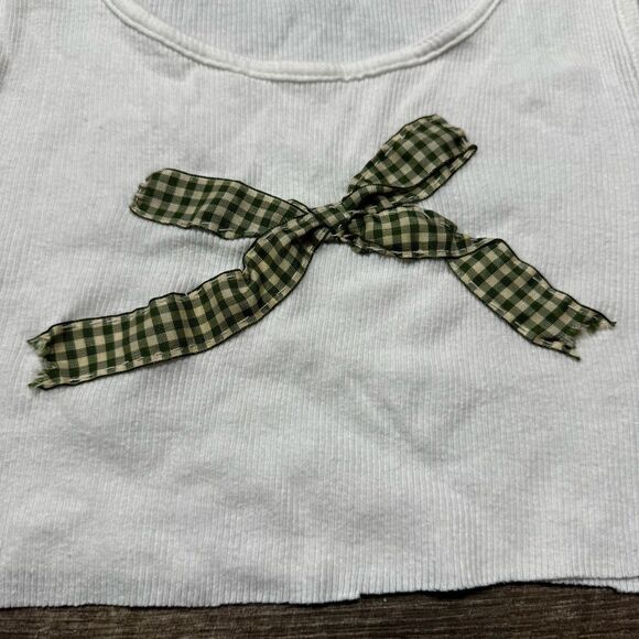 U.S. Polo Assn. White Crop Top with Green Bow - Picture 2 of 6